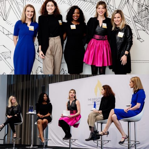 Ita joined a lively discussion with women founders at the Executives' Club of Chicago, 12/3/2019. (top, l-r): Allison Robinson, The Mom Project; Agustina Sartori, GlamST; Ita; moderator Coco Meers, Equilibria & PrettyQuick; & Julie Roth Novack, PartySlate.